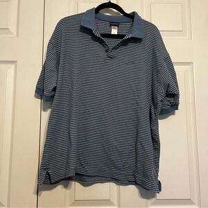 Patagonia Men's Size XL Blue Striped Organic Cotton Short Sleeve Polo Shirt
